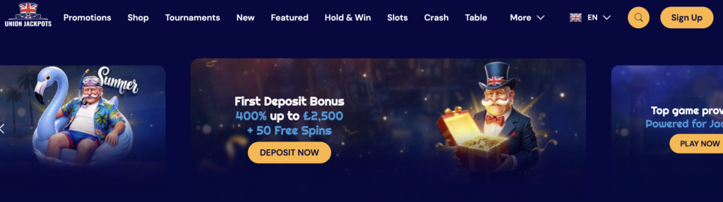 Union Jackpots - Best for Welcome Bonuses & High-Value Promotions